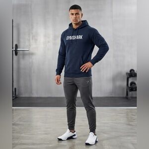 Gymshark Navy Blue Logo Pullover Hoodie